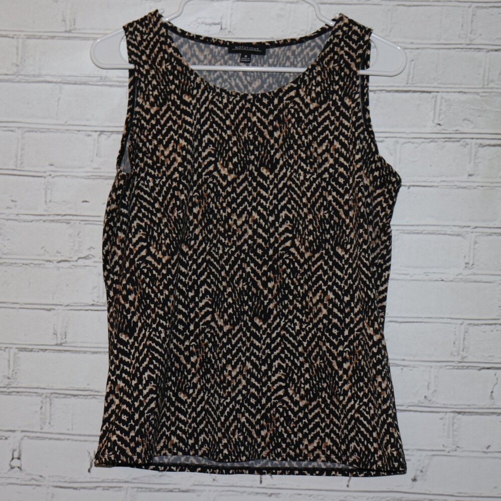 🖤🤎 Notations Chevron Print Sleeveless Top · Crew Neck · Size Medium